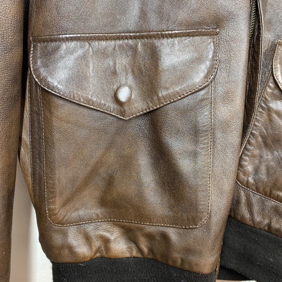 Vintage US WINGS Leather Bomber Aviator Jacket - Picture 3 of 15